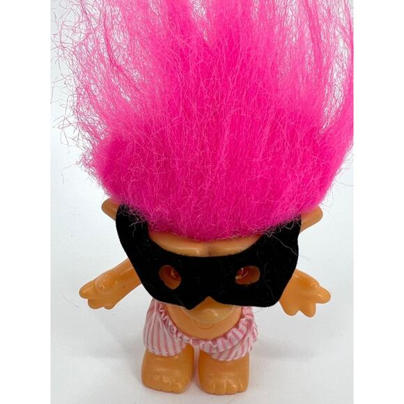 Vintage Korea Lucky Troll Doll Boxer Shorts Mask Pink Hair Brown Eyes - Picture 1 of 8